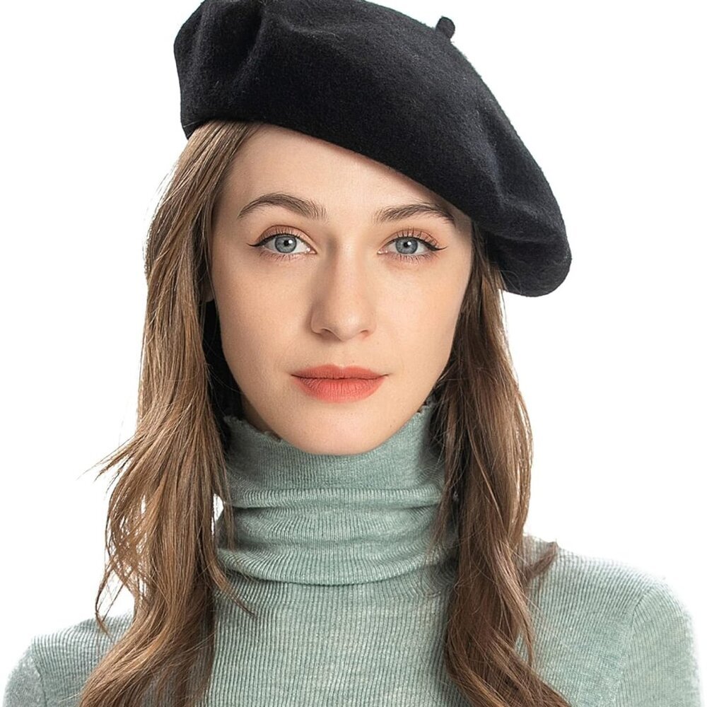 Wool French Beret Hat Solid Color Beret Cap for Women Girls